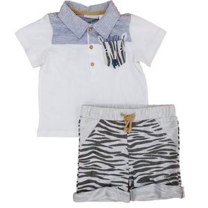 First Impressions | Baby Boy Zebra Polo Set 0-3m
